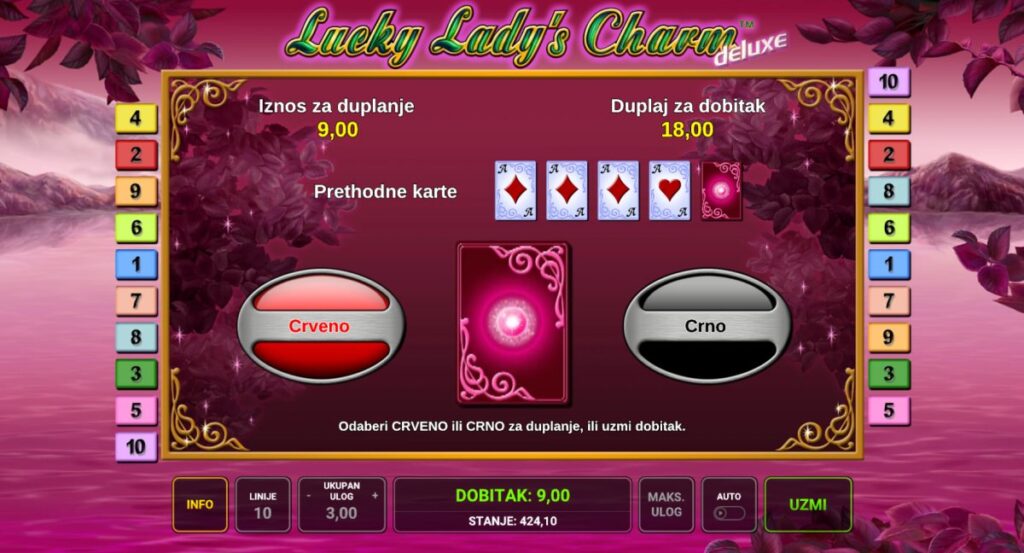 lucky ladys charm gamble opcija